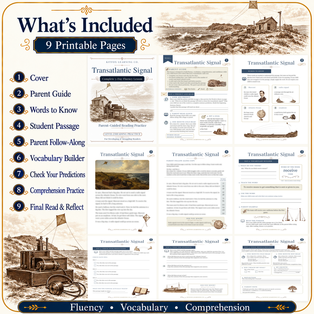Transatlantic Signal: 5-Day Reading Fluency Packet – Level 2 Printable PDF