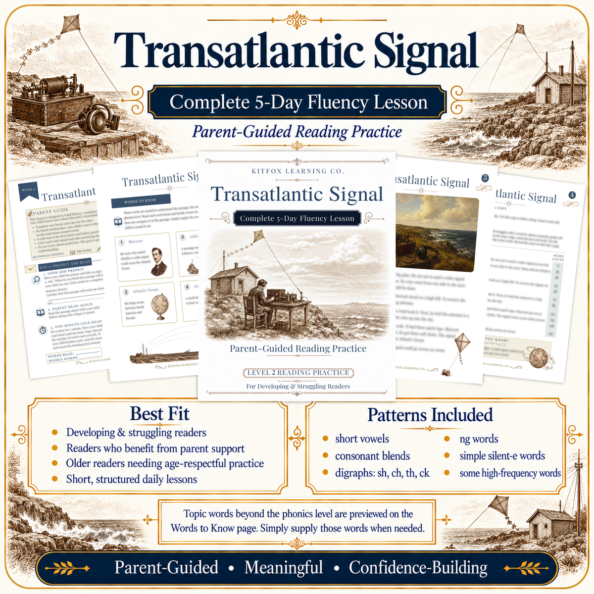 Transatlantic Signal: 5-Day Reading Fluency Packet – Level 2 Printable PDF