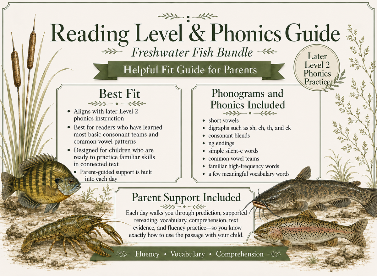 Freshwater Fish Bundle 4-Week Reading Fluency Passages