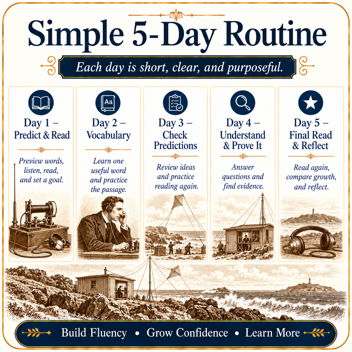 Transatlantic Signal: 5-Day Reading Fluency Packet – Level 2 Printable PDF