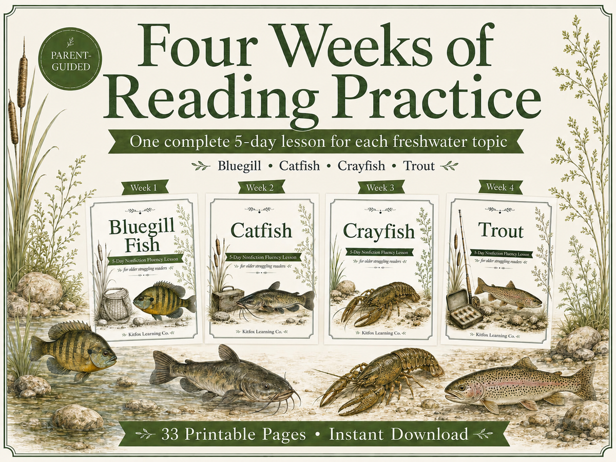Freshwater Fish Bundle 4-Week Reading Fluency Passages