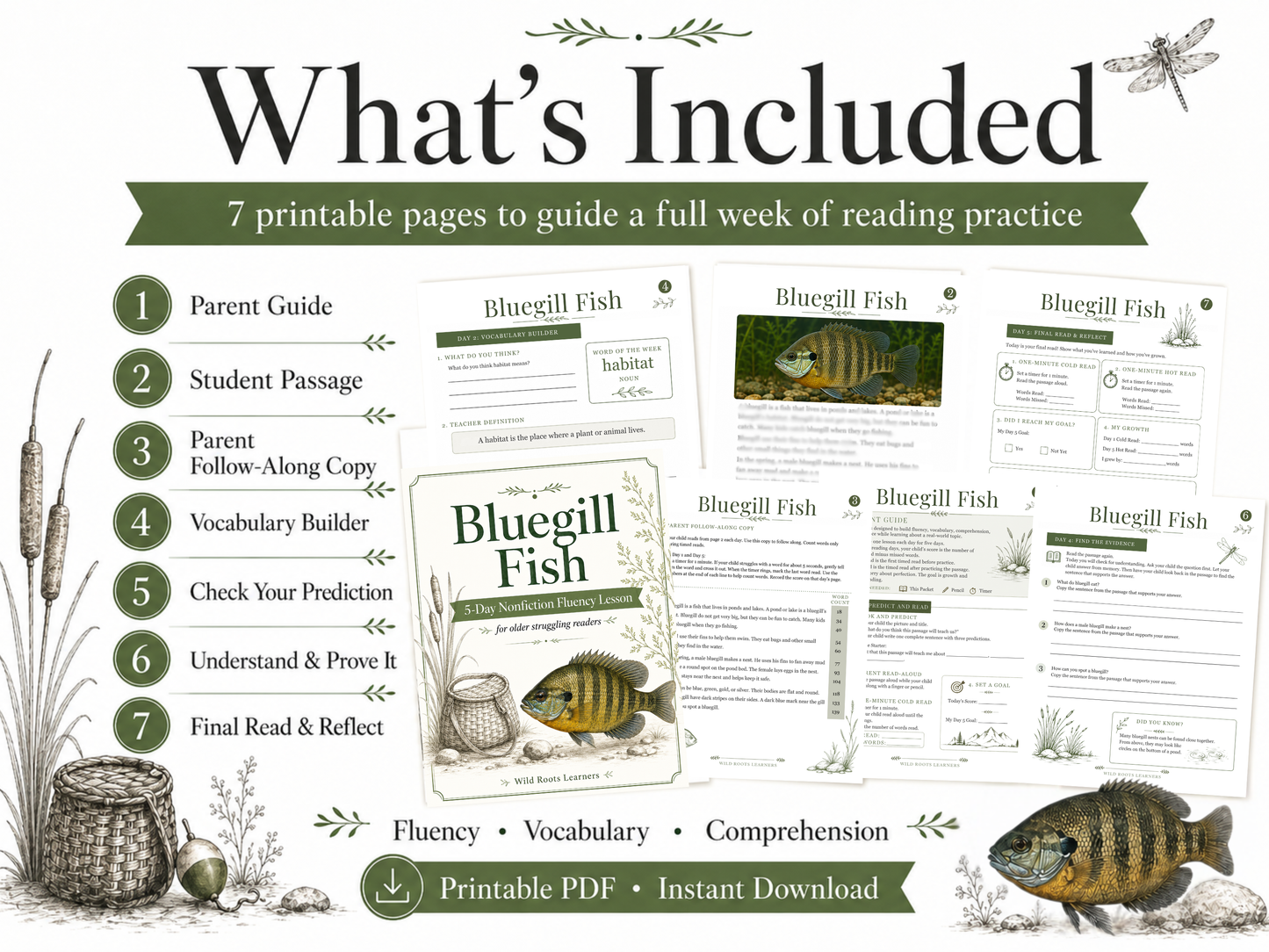 Bluegill Fish 5-Day Reading Fluency Lesson