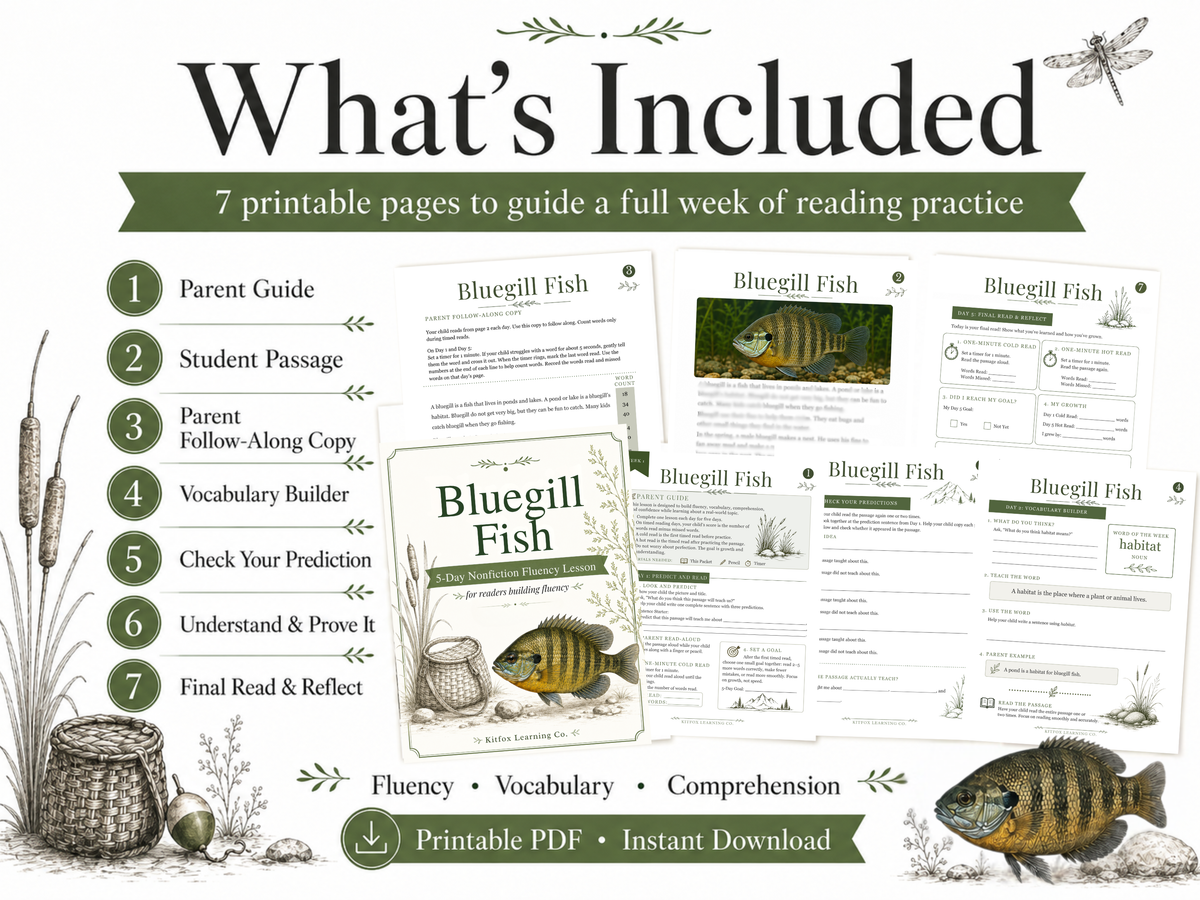 Bluegill Fish 5-Day Reading Fluency Lesson