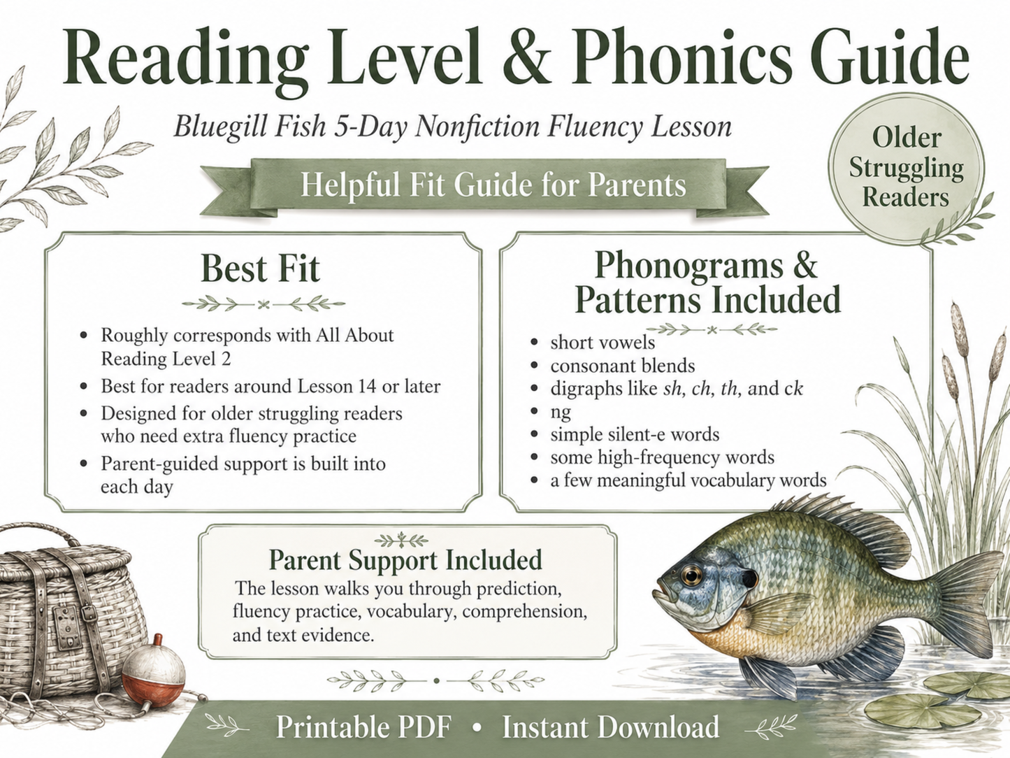 Bluegill Fish 5-Day Reading Fluency Lesson