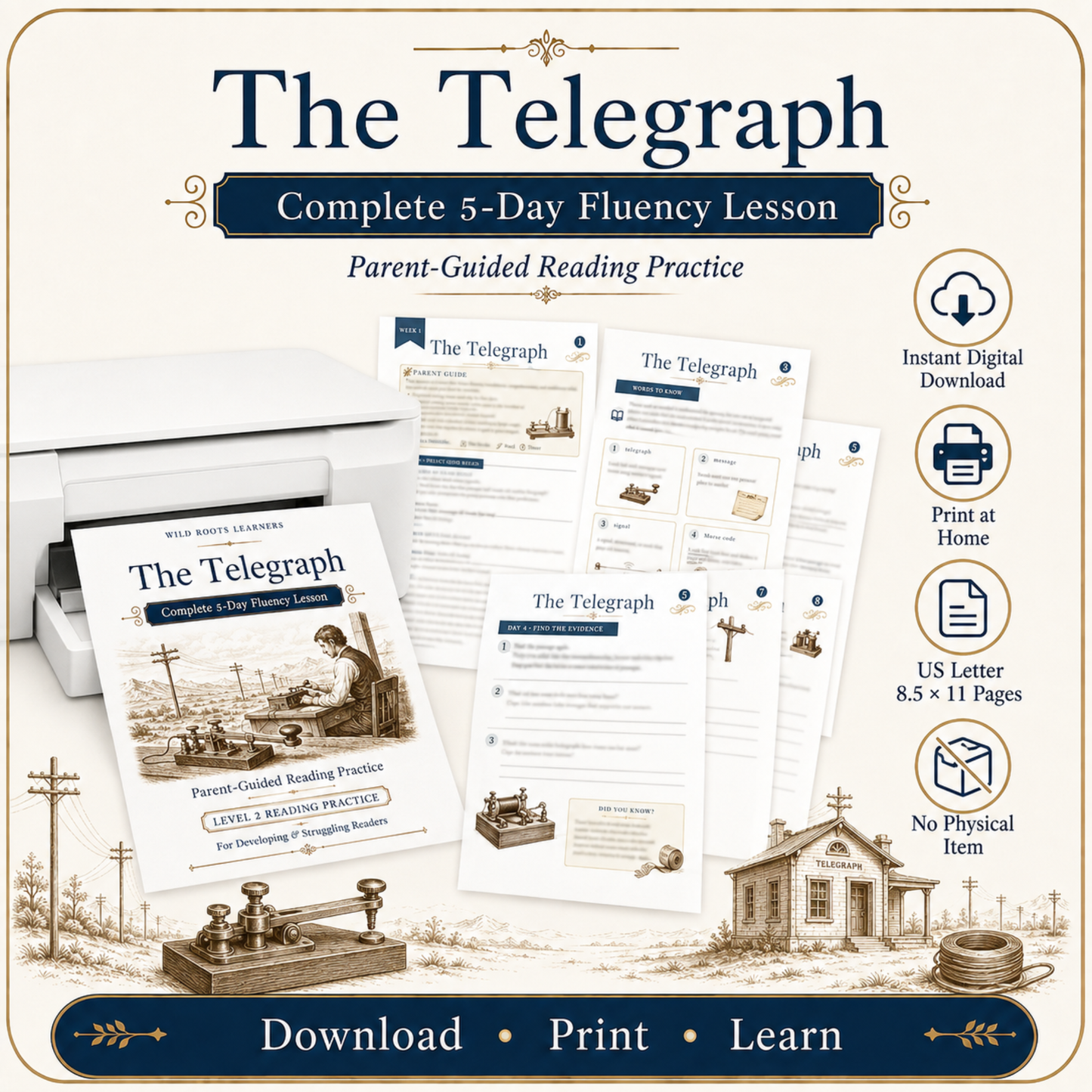 The Telegraph: 5-Day Reading Fluency Packet