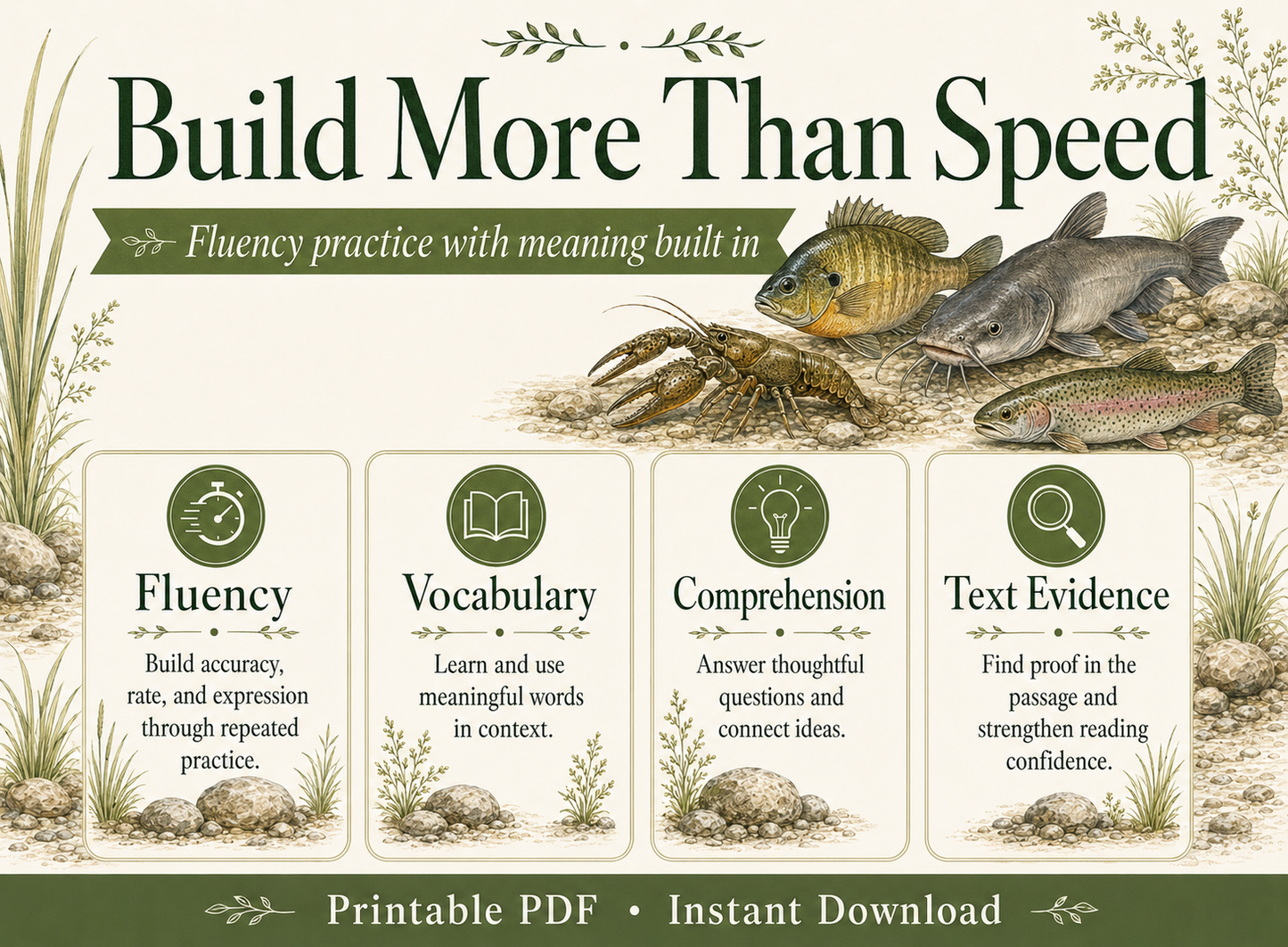 Freshwater Fish Bundle 4-Week Reading Fluency Passages